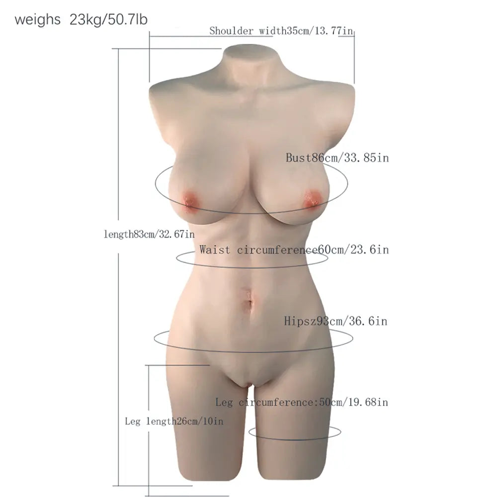 Blanche: 50.7 LB Full Silicone Life Size Female Torso