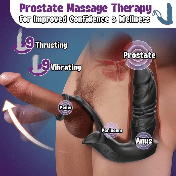 PM7: Gay Prostate Massager with 9 Vibrating Thrusting Dual Ring