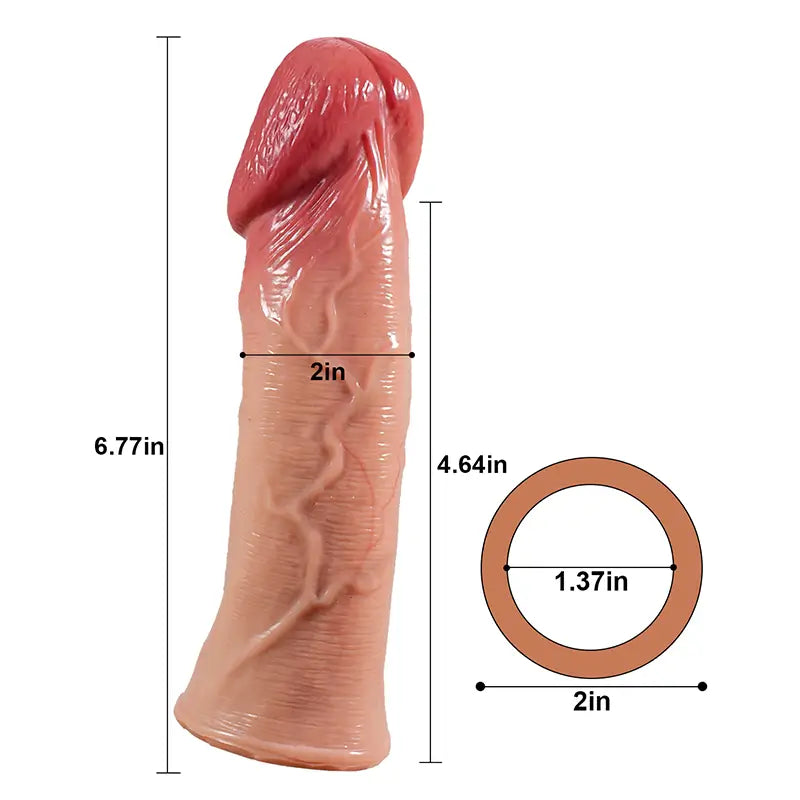 6.77" x 2" Realistic Big Glans Girthy Penis Sleeve