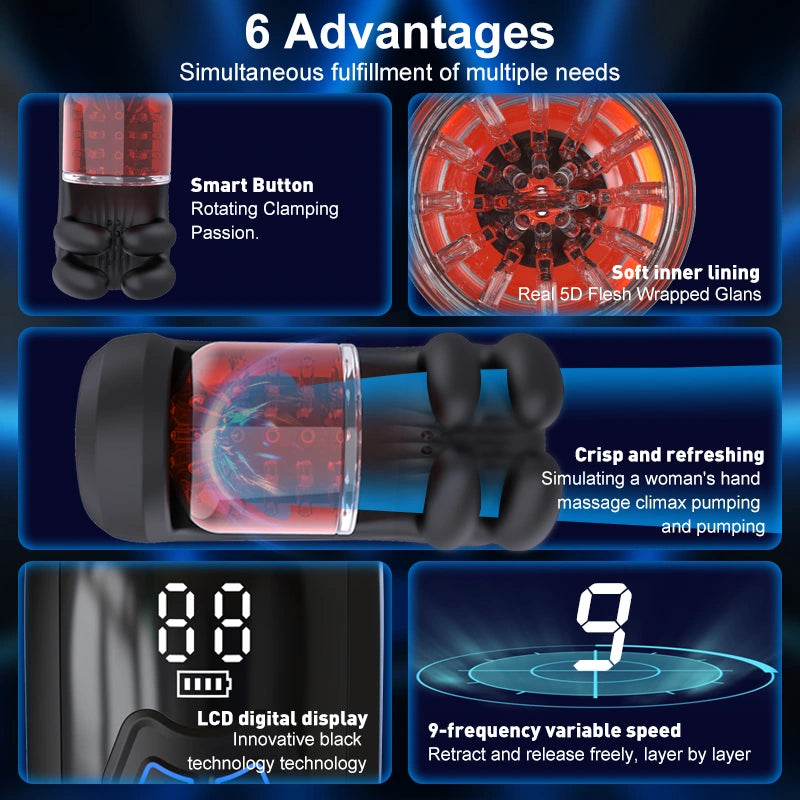 XG10: Bite & Rotation & Vibration Glans Trainer Masturbator