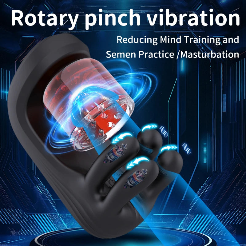 XG10: Bite & Rotation & Vibration Glans Trainer Masturbator