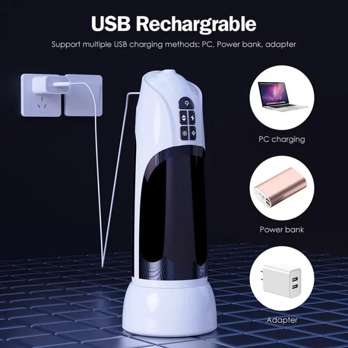 USB rechargeable hands-free masturbator for convenient charging