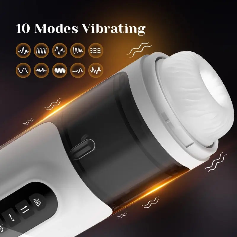 Close-up view of the hands-free masturbator with 10 vibrating modes.