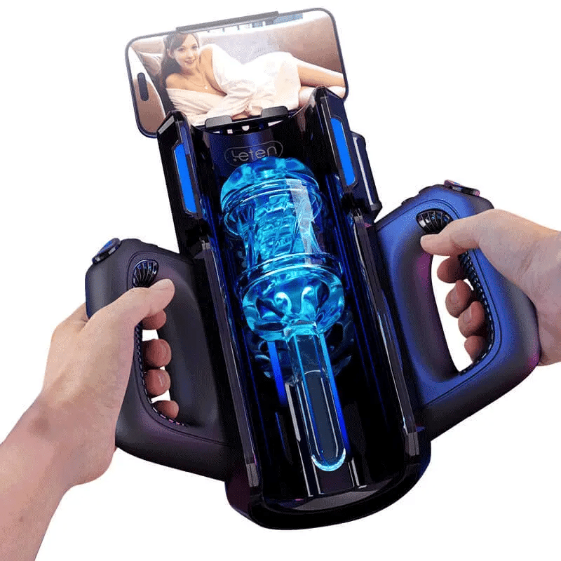 Leten Cannon King Pro automatic male masturbator with phone mount and handle design