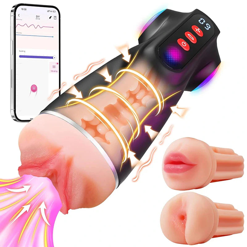 XV11: APP Control Men Masturbator with 9 Sucking & Vibrating 3 Sleeves