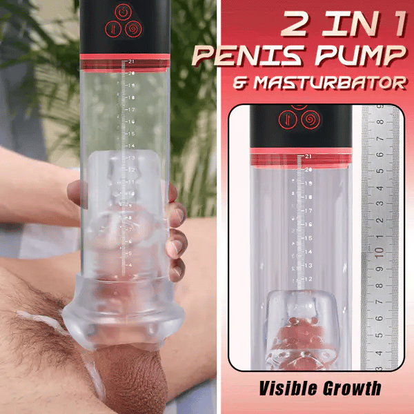 XP13: Vibrating & Sucking Penis Pump 2 In 1 Masturbator