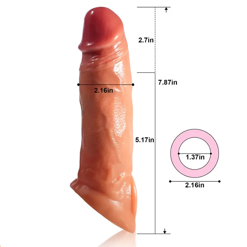 7.8" Length x 4.1" Girth Realistic Penis Vibrating Sleeve