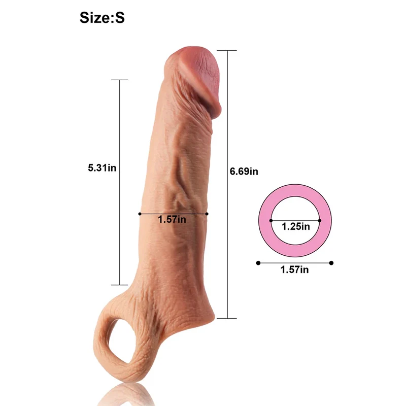 8" Length x 4.9" Girth S/M/L Size Realistic Cock Sheath
