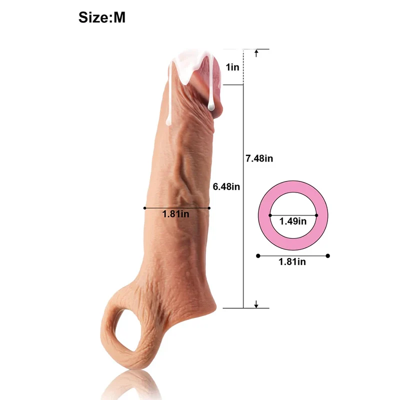 8" Length x 4.9" Girth S/M/L Size Realistic Cock Sheath