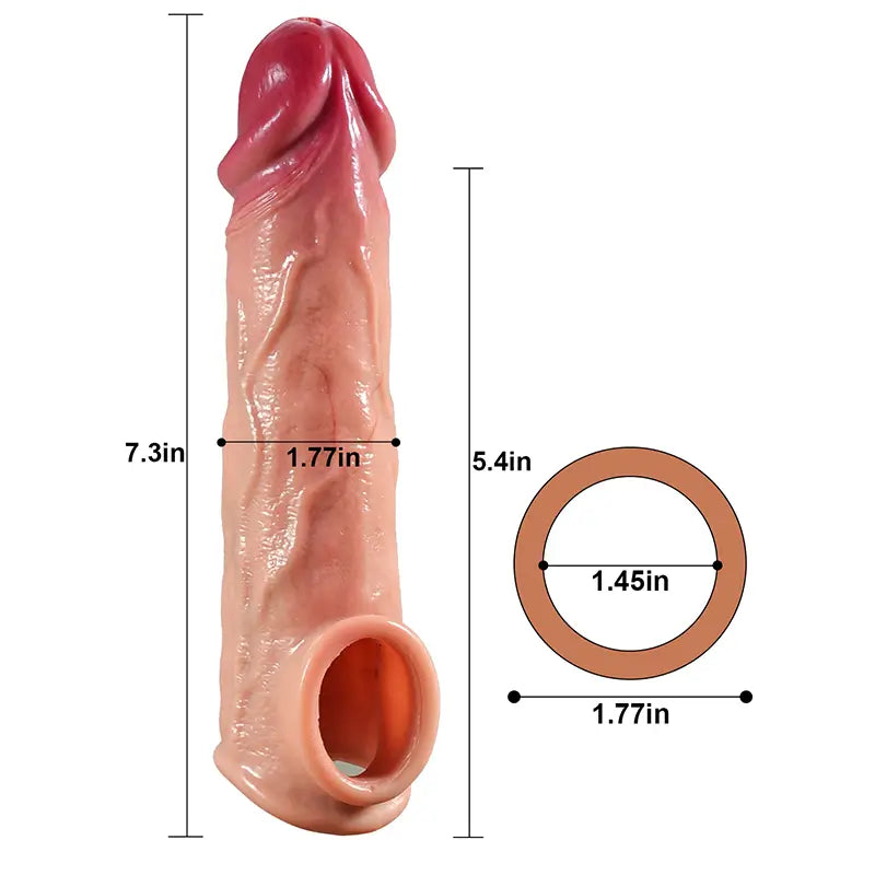 7.3" x 1.77" Silicone Realistic Penis Extension