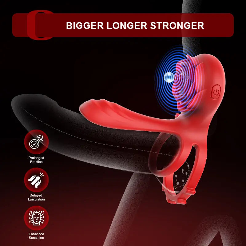 PR8: Rose Cock Ring with Dual Motors & 10 Vibration Modes for Couples
