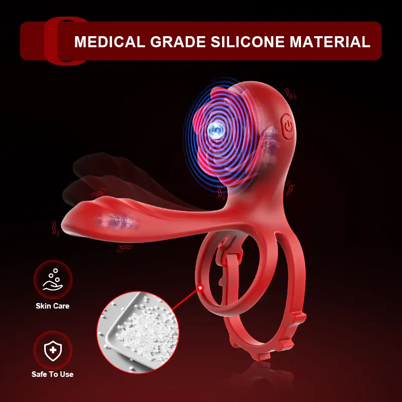 PR8: Rose Cock Ring with Dual Motors & 10 Vibration Modes for Couples