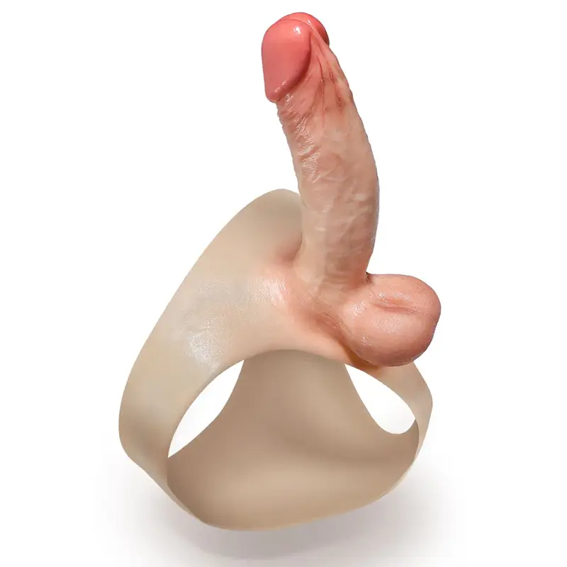7.08" X 2" Silicone Hollow Strap On Penis Extension with Moving Balls