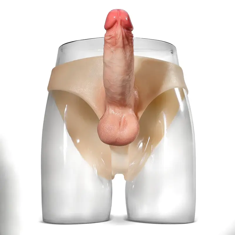 7.08" X 2" Silicone Hollow Strap On Penis Extension with Moving Balls