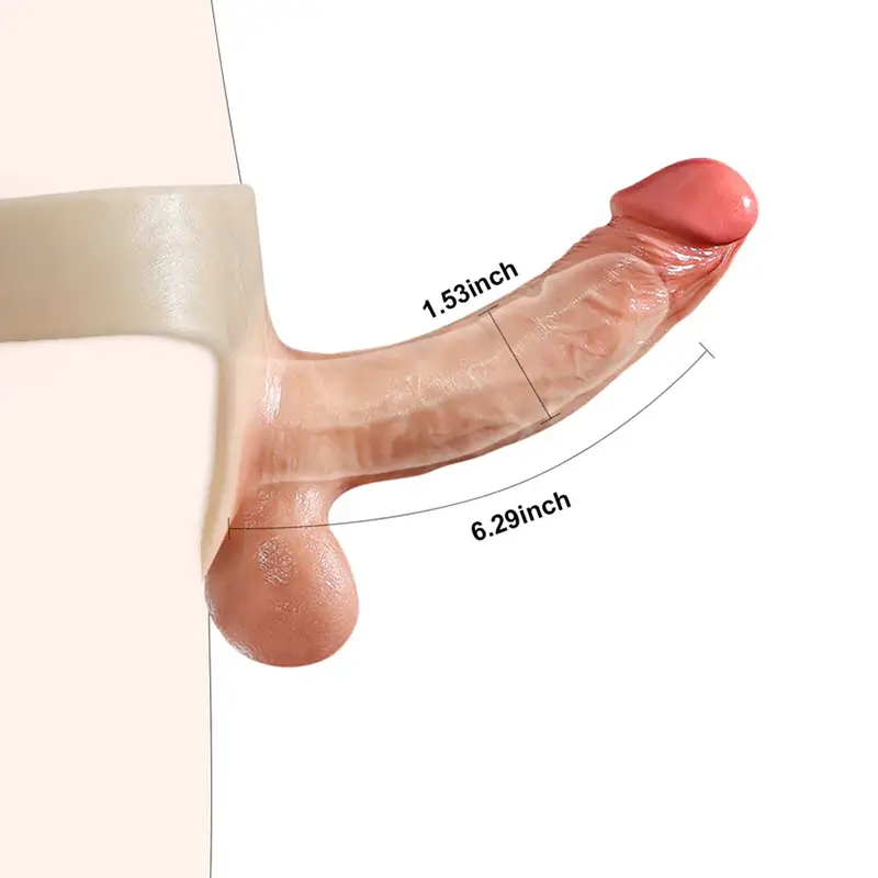 7.08" X 2" Silicone Hollow Strap On Penis Extension with Moving Balls