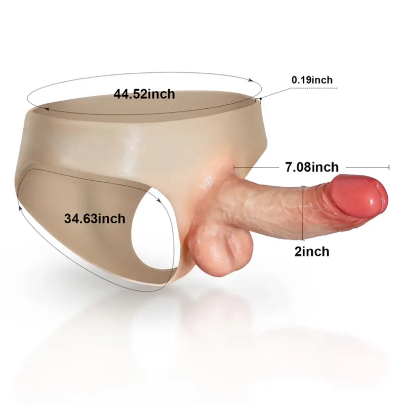 7.08" X 2" Silicone Hollow Strap On Penis Extension with Moving Balls