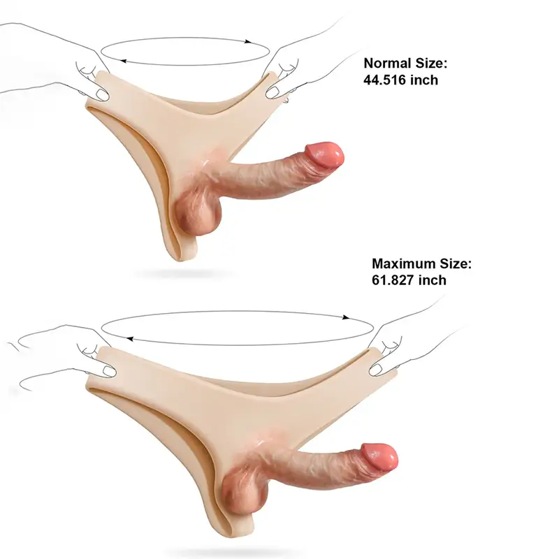 7.08" X 2" Silicone Hollow Strap On Penis Extension with Moving Balls