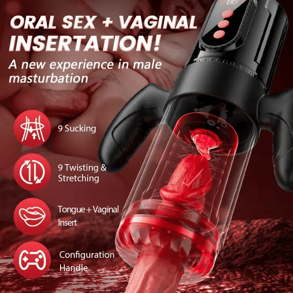 XS5: Best Blowjob Masturbator with Handle 9 Thrusting & Rotating 9 Suction