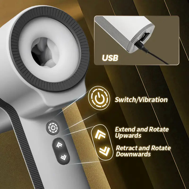 XR17: Auto 5 Telescopic Rotation 7 Vibrating Modes Male Masturbator Cup
