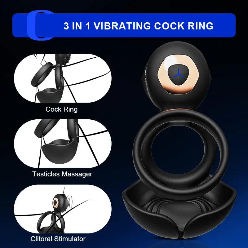 PR5: Vibrating Testicle Taint Clitoral Stimulator 3 In 1 Cock Ring