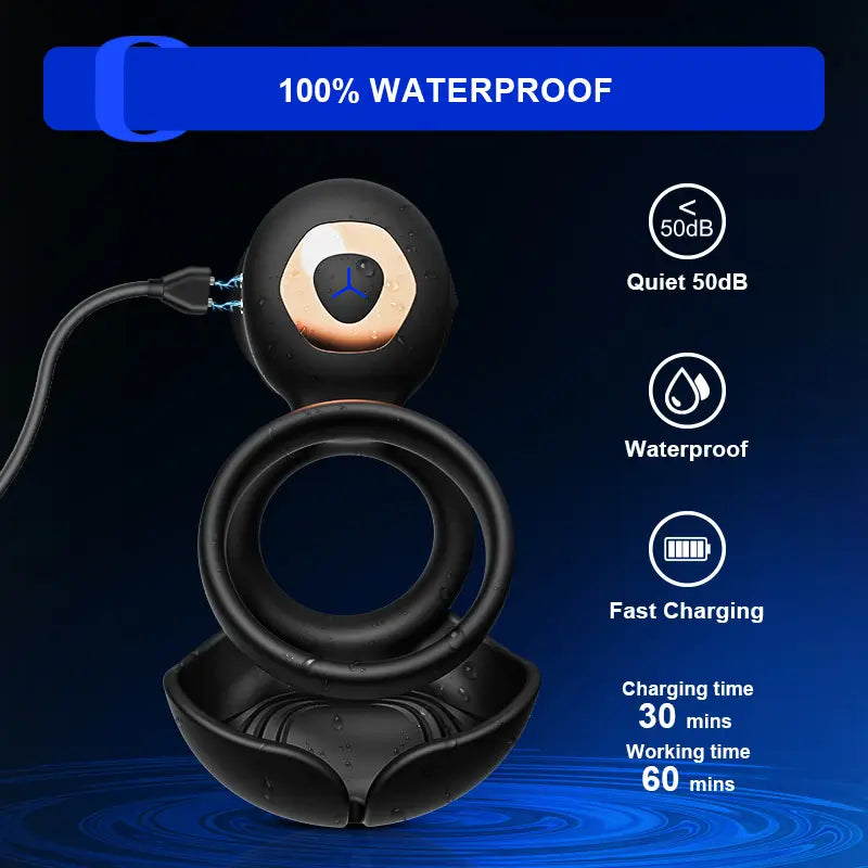 PR5: Vibrating Testicle Taint Clitoral Stimulator 3 In 1 Cock Ring