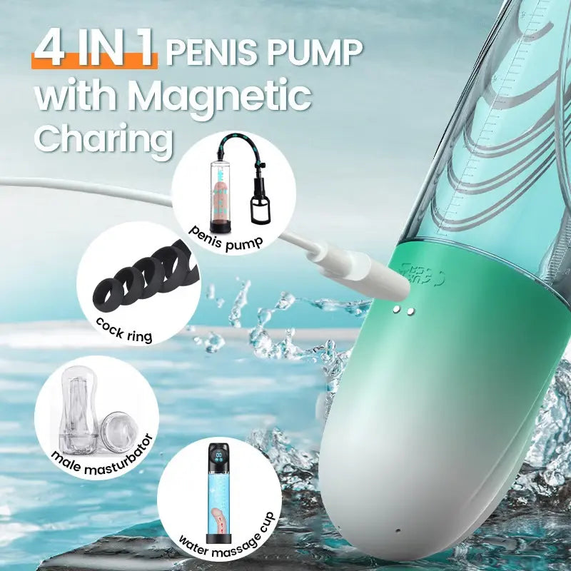 XP14: Electric Vacuum Water Penis Pump with 4 Pressure Levels 9 Sucking