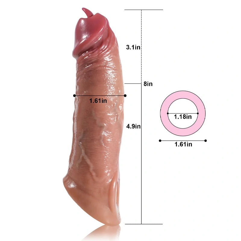 8.6" x 1.8" Best Vibrating Cock Sleeve with 10 Licking Vibration Modes