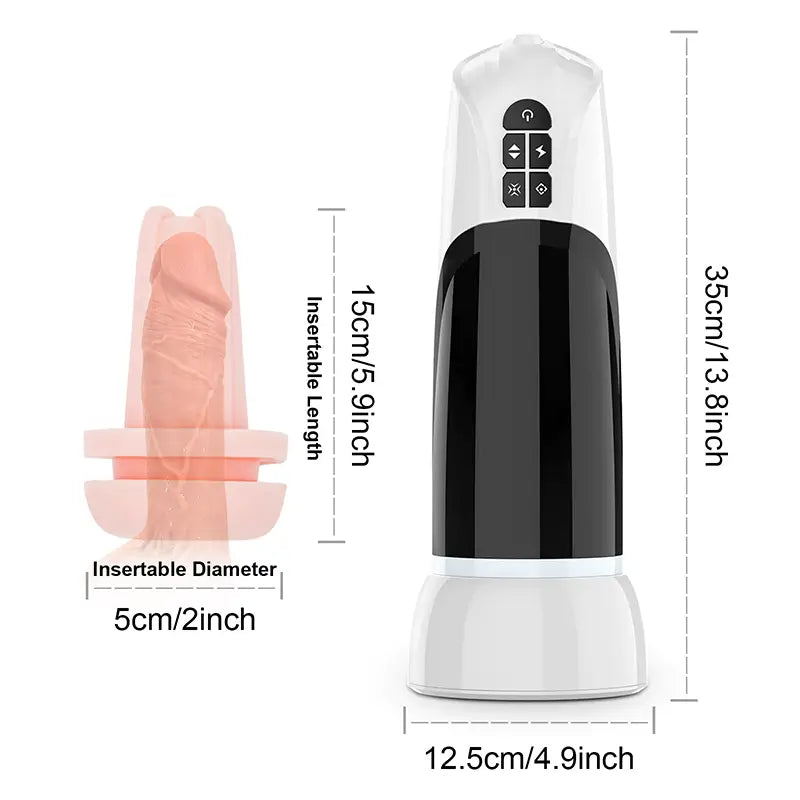 hands free masturbator dimensions, can accommodate large cocks.