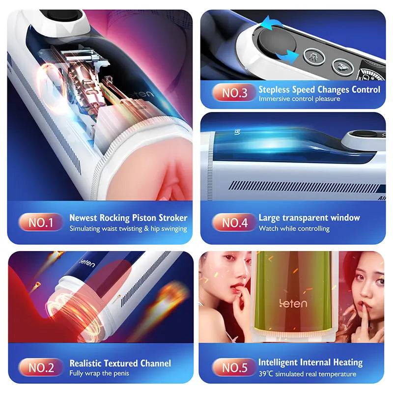 Leten A380 Pro: 10 Thrusting & Rocking Modes Realistic Male Stroker with Heating Voice