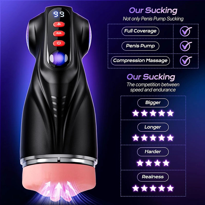 XV11: APP Control Men Masturbator with 9 Sucking & Vibrating 3 Sleeves