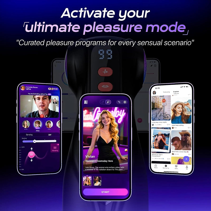 XV11: APP Control Men Masturbator with 9 Sucking & Vibrating 3 Sleeves