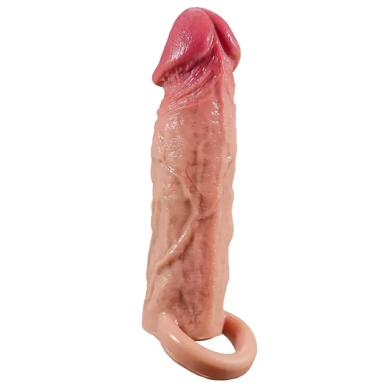 6.3" x 1.6" Silicone Realistic Cock Sleeve with Ball Loop