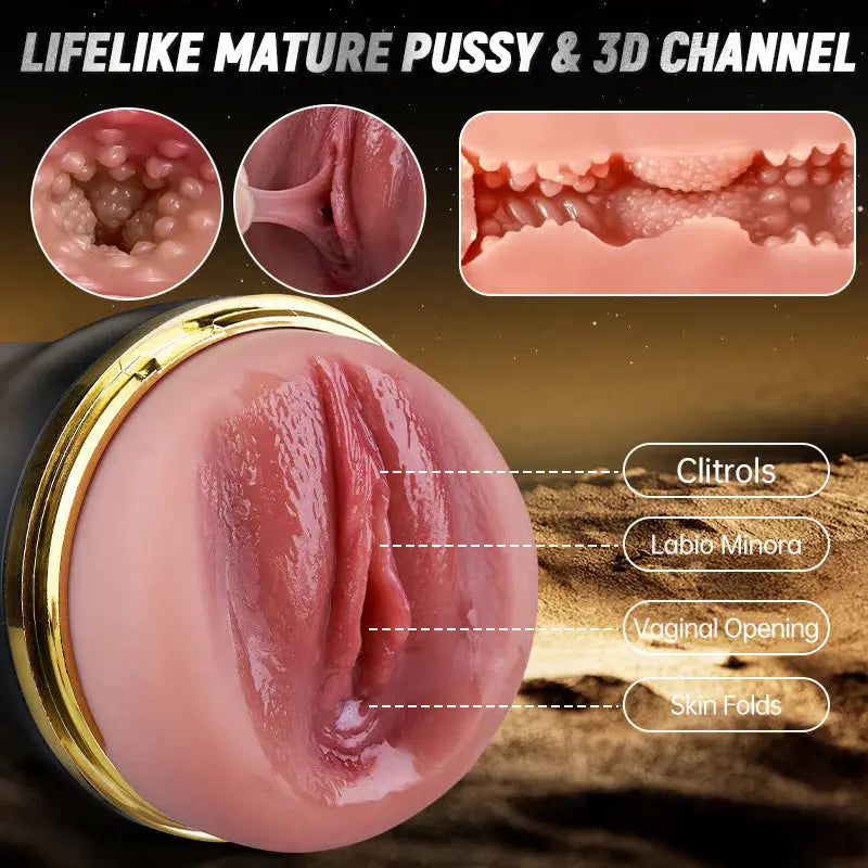 XV6: Realistic Vibrating Pocket Pussy Masturbator with 10 Vibration Modes
